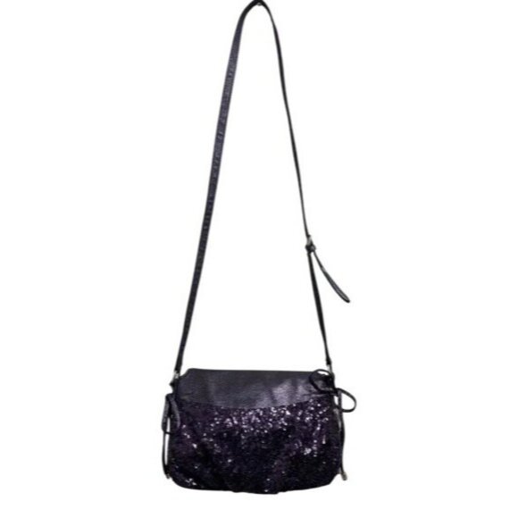 Juicy Couture Sequined Crossbody Handbag Gorgeous Purple Denim Look - Picture 12 of 13